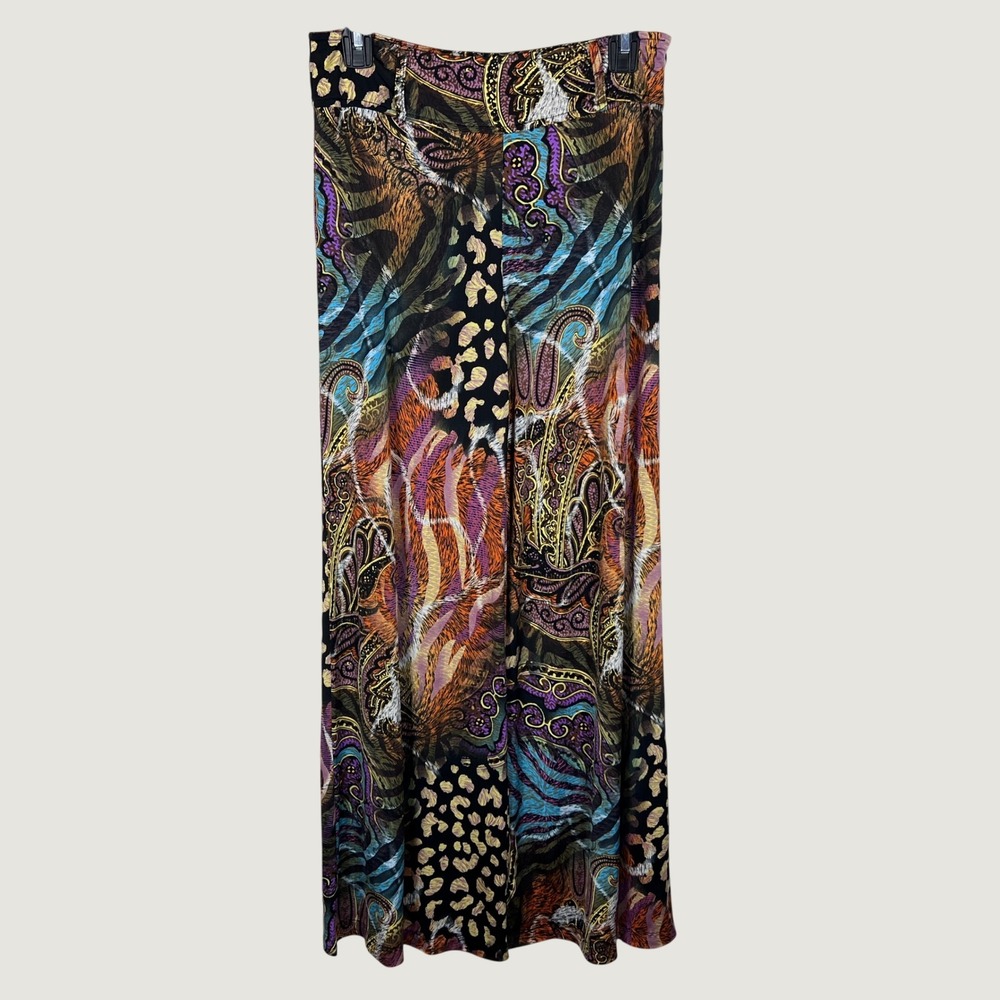 Frank Lyman Wide Leg Pants Women 4 Multicolor Paisley Animal Print Palazzo Boho